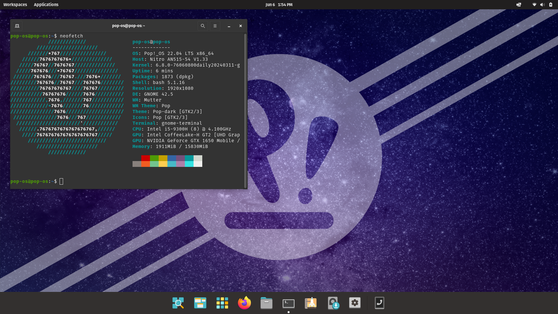 Pop!_OS gnome